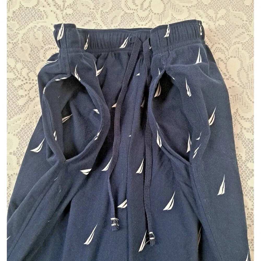 Nautica Men's Blue White Lounge  Pajama Pants 100% Polyester Sleepwear Size‎ M